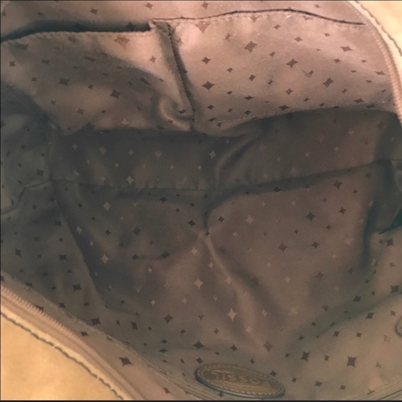 Fossil Long Live Vintage Rich Tan Rugged Leather Tote Carryall Shoulder Bag - Picture 12 of 15